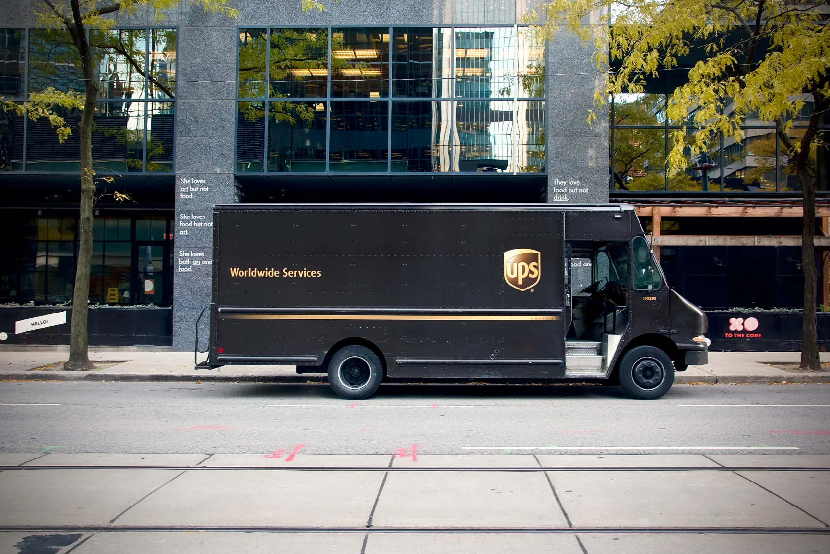 UPS truck parked on the street.