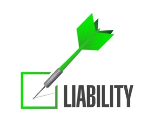 A green arrow with the word 'liability'.